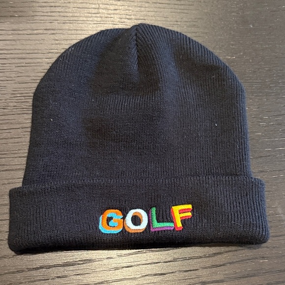 Tyler the Creator GOLF Black Knit Beanie with Colorful Embroidery - Picture 1 of 3